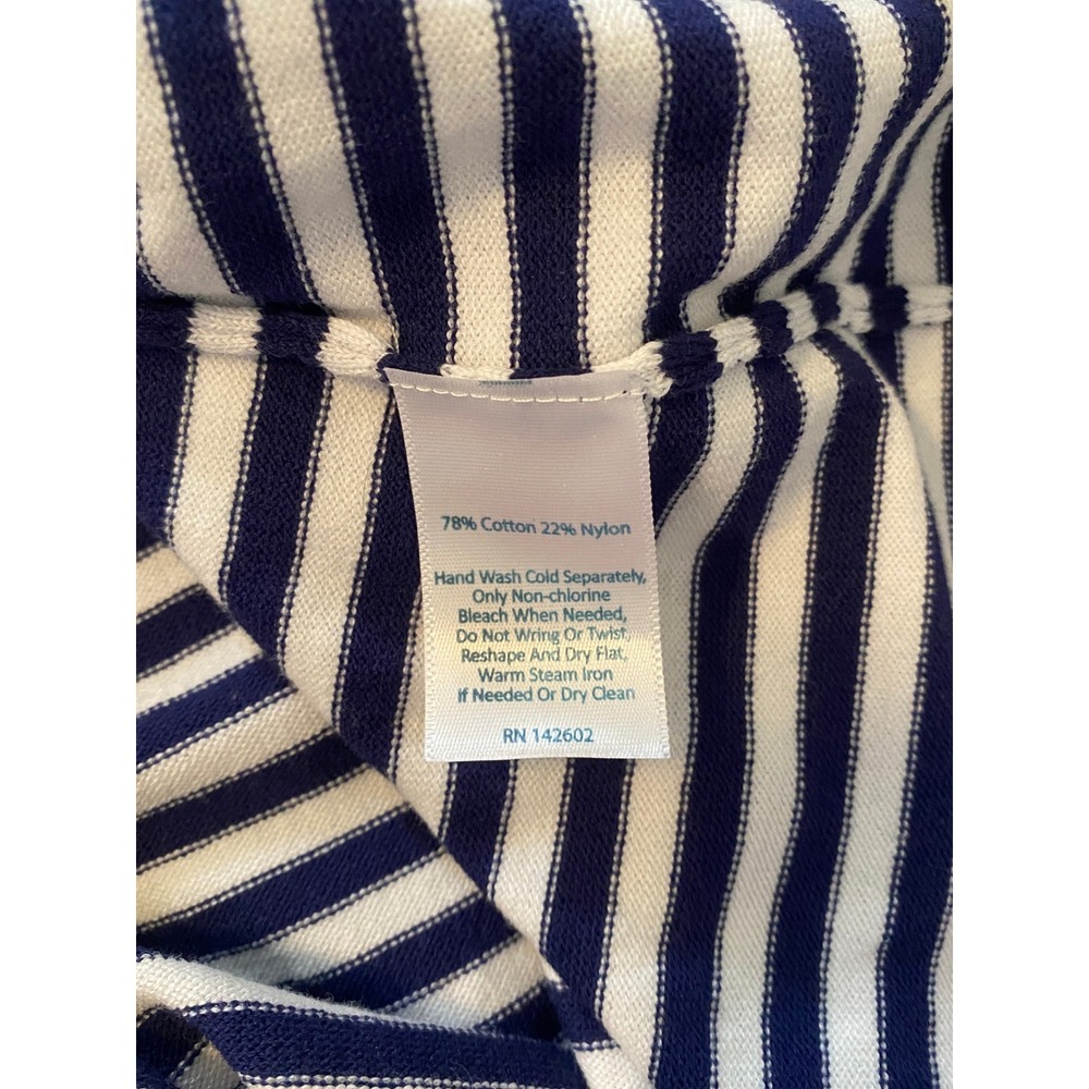 Sail to Sable Dress Sz L Navy White Striped Bell Sleeve Knit Nautical Coastal - Picture 7 of 10